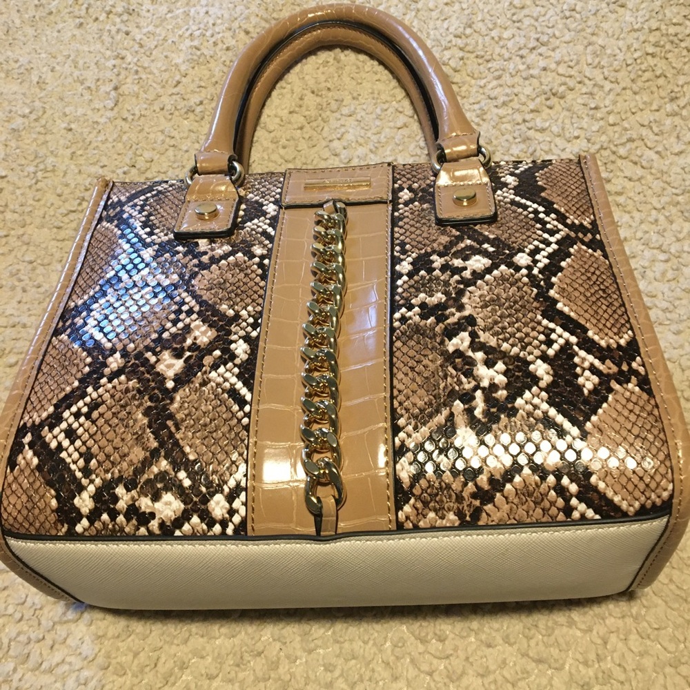 ALDO Purse - 9.5 length and 7.5 height.  Tan and snake skin pattern.
